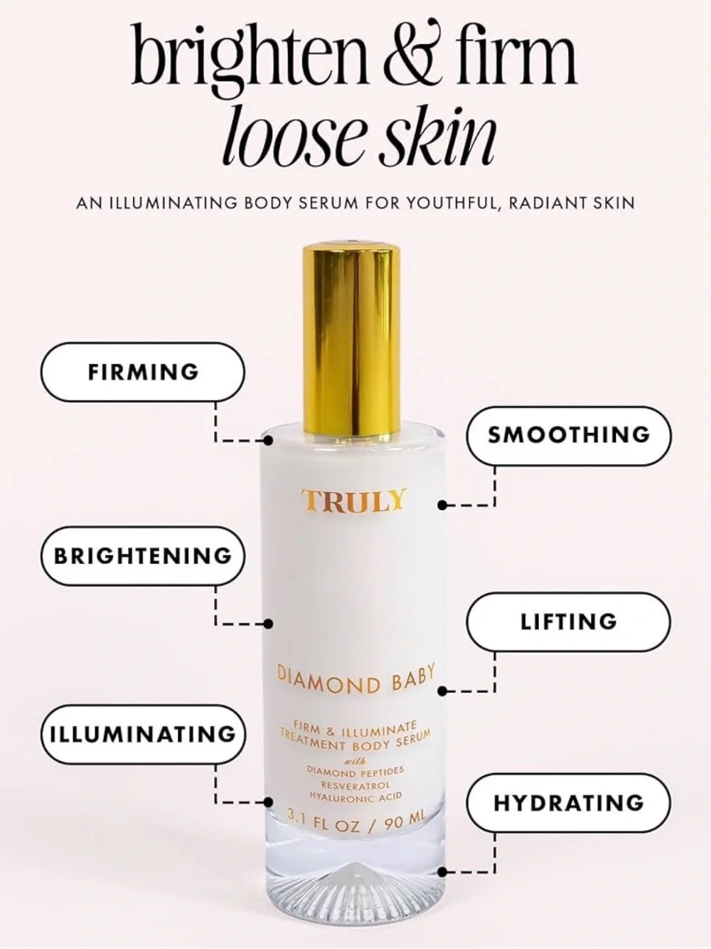 TRULY Diamond Baby Illuminating Body Serum - Pearl White & Gold Accents